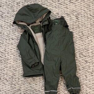 Zara Kids Green Jacket & Overalls Set